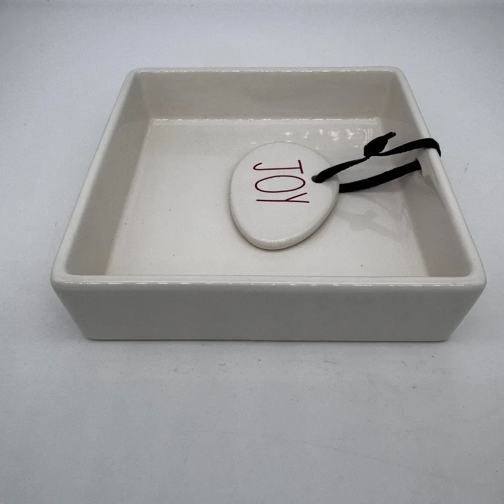 Rae‎ Dunn Merry Xmas Dish JOY Tag Christmas Holiday Decor Napkin Holder Set